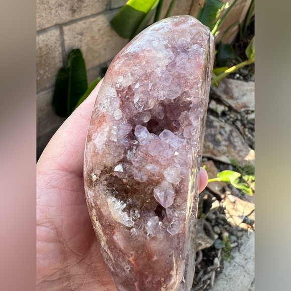 Sugary Pink Amethyst Crystal Druzy Moon - Picture 8 of 11